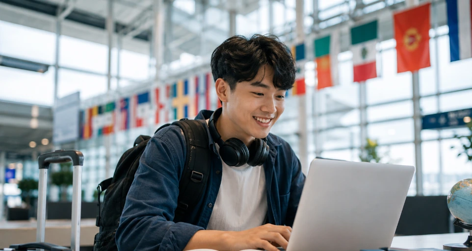 Étudiant préparant son projet professionnel avec GMPro+